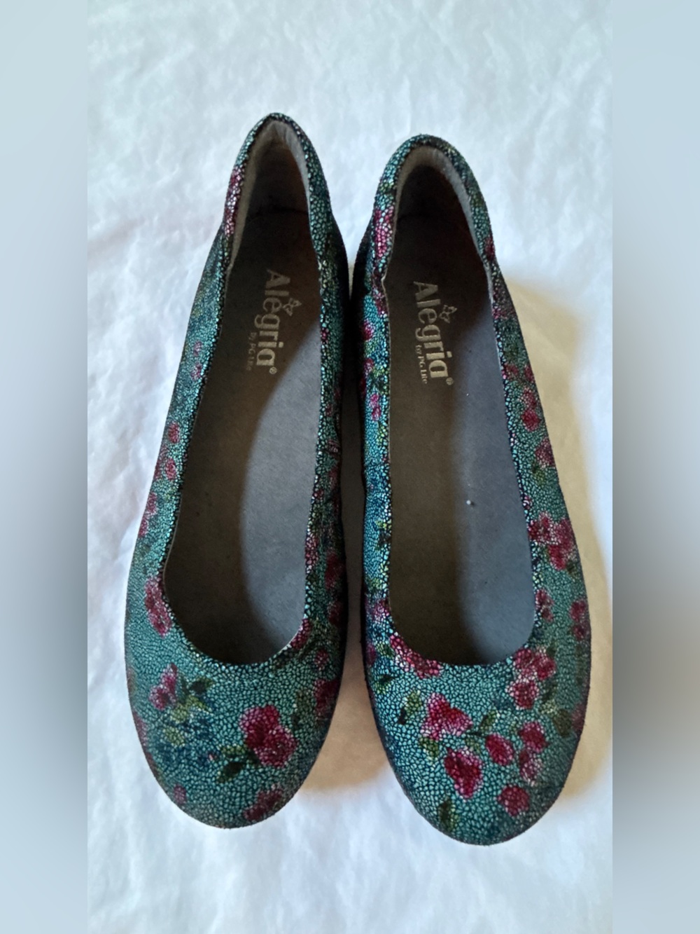 Alegria PET-851 Women’s 9 Floral Leather Ballet Flats Comfort Shoes